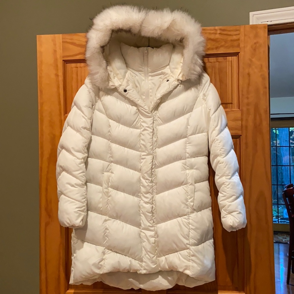 Long Off White Puffy Coat